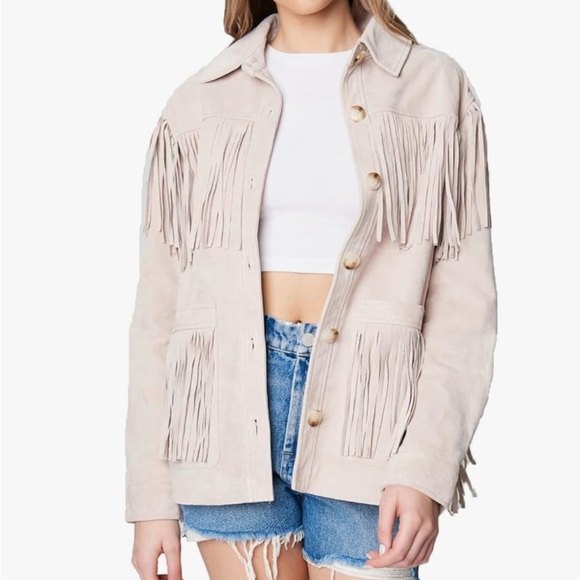 Blank NYC Suede Fringe Jacket - Peony - Picture 1 of 15